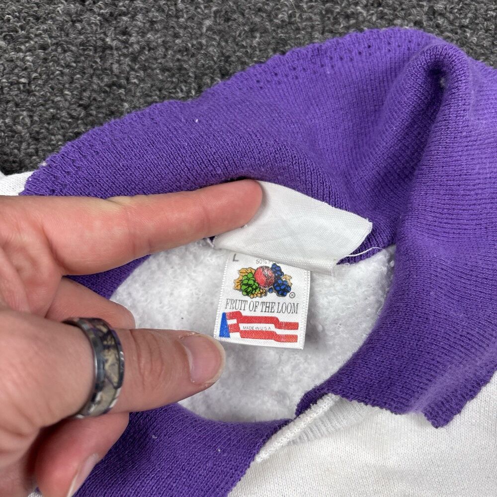 Vintage Hanes Sweatshirt 90 Collared Hummingbird Grandmacore Pullover Size Large - Picture 7 of 8